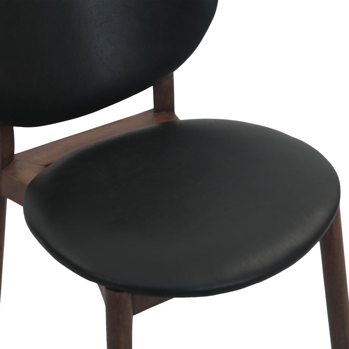 Parker 18" Round Back Dining Chair in Black Leather and Wood - World Interiors