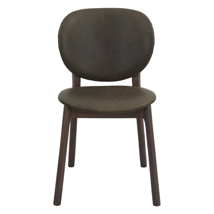 Parker 18" Round Back Dining Chair in Leather and Wood - World Interiors