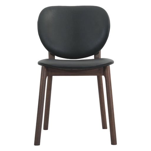 Parker 18" Round Back Dining Chair in Black Leather and Wood - World Interiors