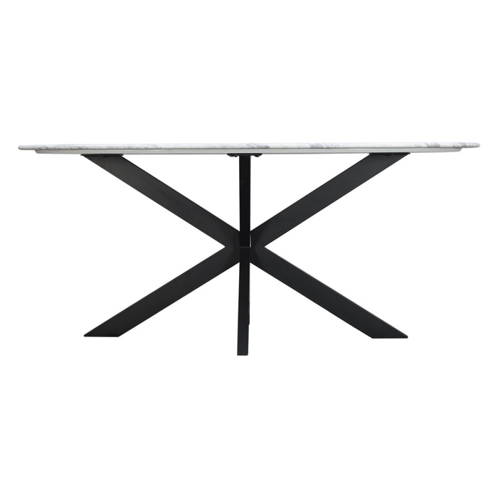 Pasadena 70" Iron and White Marble Oval Dining Table - World Interiors