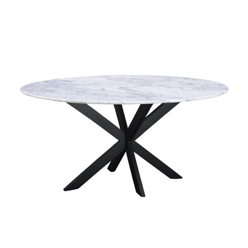 Pasadena 70" Iron and White Marble Oval Dining Table - World Interiors
