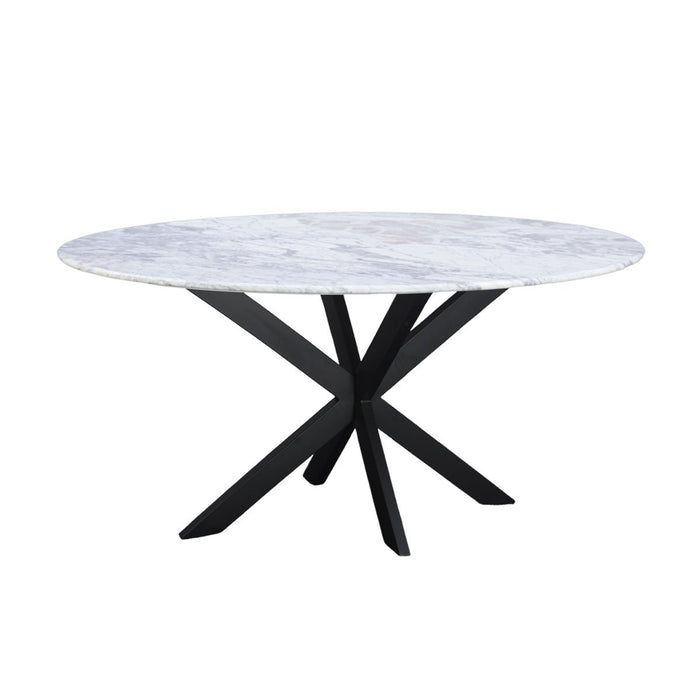 Pasadena 70" Iron and White Marble Oval Dining Table - World Interiors