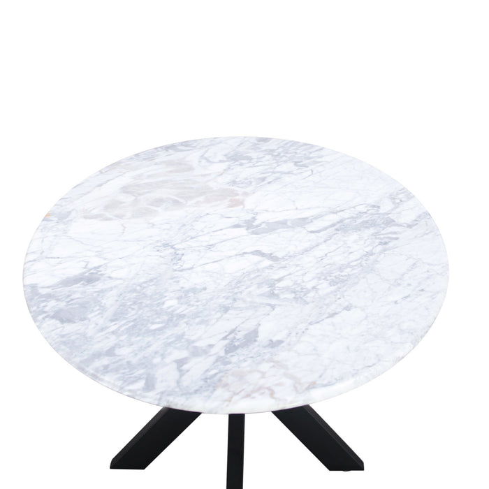 Pasadena 70" Iron and White Marble Oval Dining Table - World Interiors