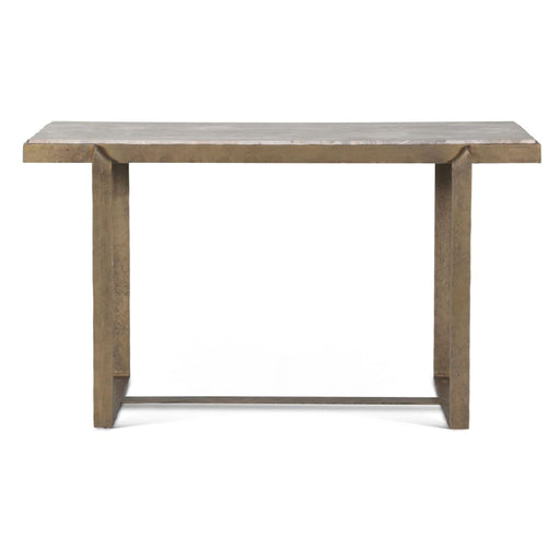 Rhodes Industrial Marble Console Table with Antique Brass - World Interiors