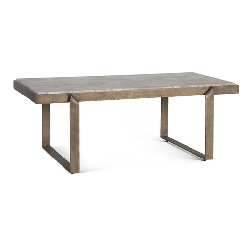 Rhodes Industrial Marble Rectangular Coffee Table with Antique Brass - World Interiors