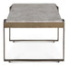 Rhodes Industrial Marble Rectangular Coffee Table with Antique Brass - World Interiors