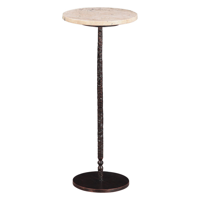 Rochester 10" Modern Beige Travertine Side Table - World Interiors