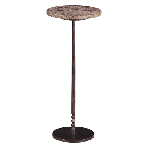 Rochester 10" Modern Dark Emperador Marble Side Table - World Interiors