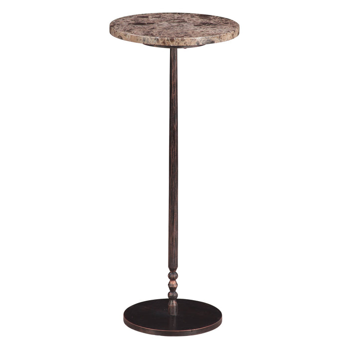 Rochester 10" Modern Dark Emperador Marble Side Table - World Interiors