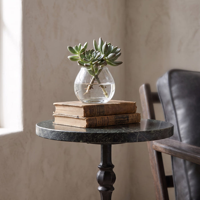 Rochester 10" Modern Green Marble Side Table - World Interiors