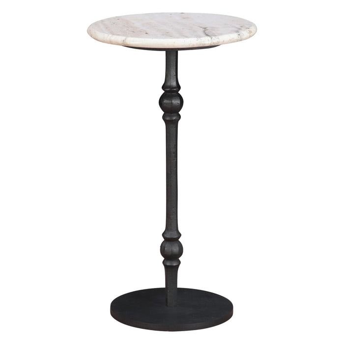 Rochester 12" Modern White Travertine Side Table - World Interiors