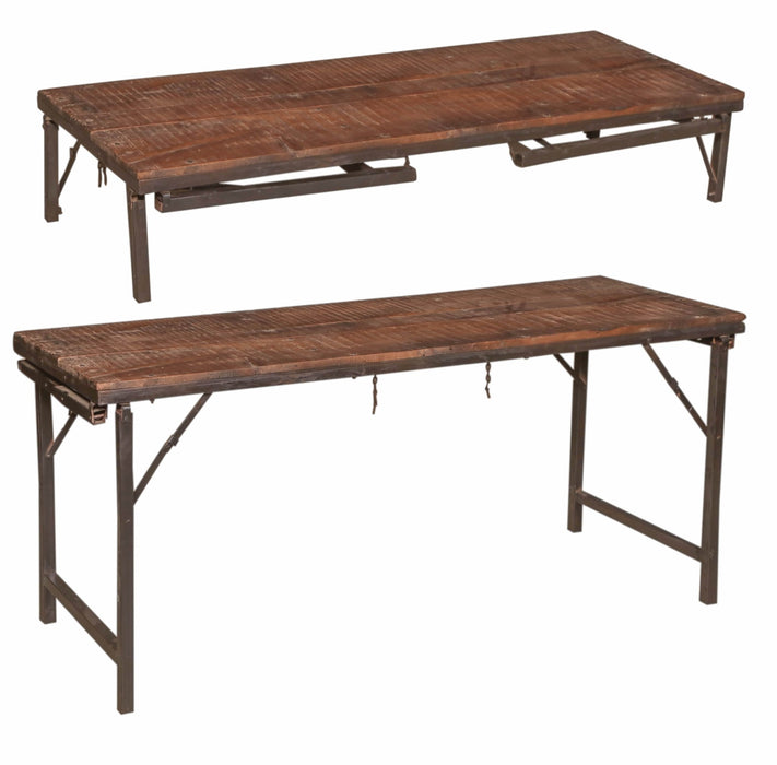 Solid Wood Folding Table | Reclaimed Wood and Iron Legs