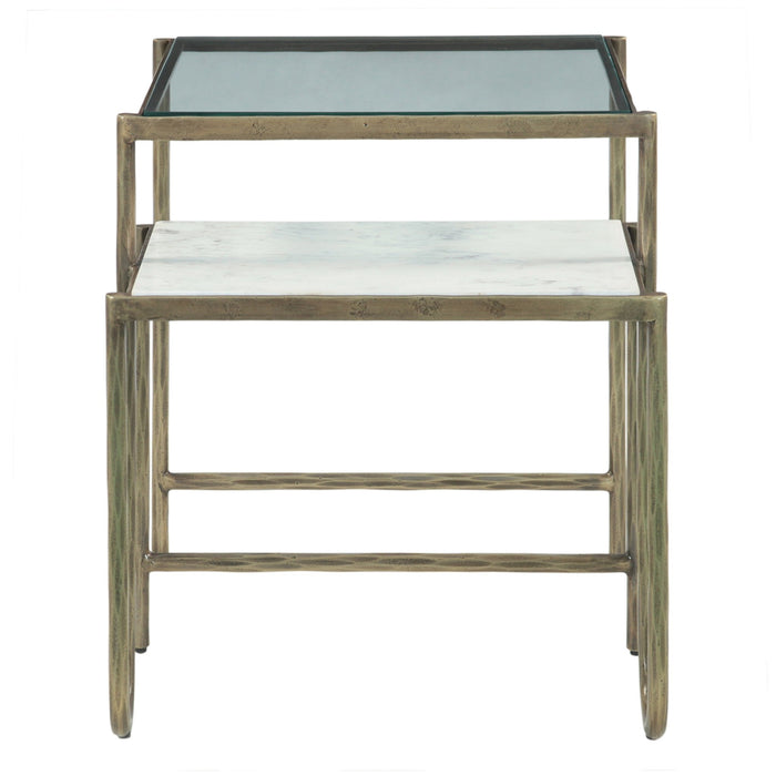 Sonoma 22" Nesting Side Table with Glass and Marble Top - World Interiors