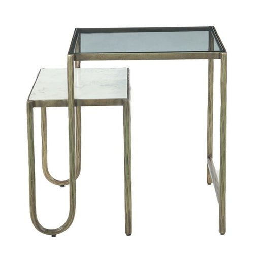 Sonoma 22" Nesting Side Table with Glass and Marble Top - World Interiors
