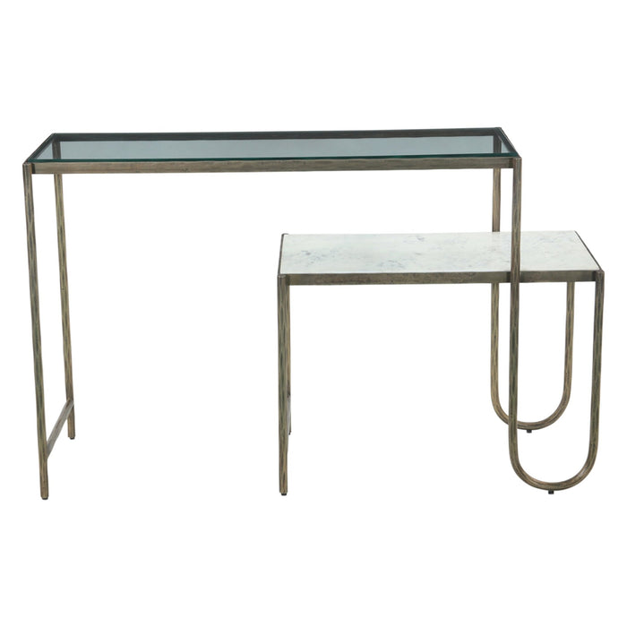 Sonoma 50" Nesting Console Table with Marble and Glass - World Interiors