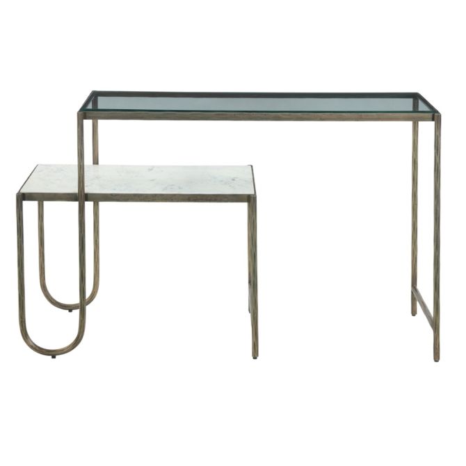 Sonoma 50" Nesting Console Table with Marble and Glass - World Interiors