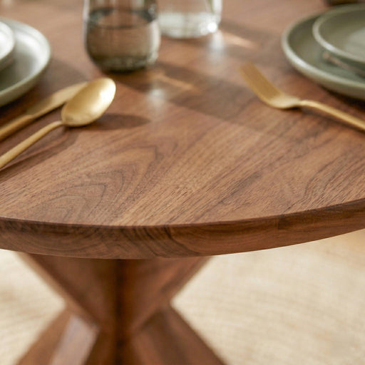 Stockholm 54" Weathered Acacia Wood Round Dining Table - World Interiors
