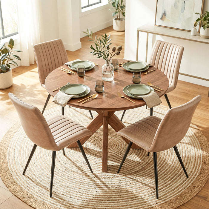 Stockholm 54" Weathered Acacia Wood Round Dining Table - World Interiors