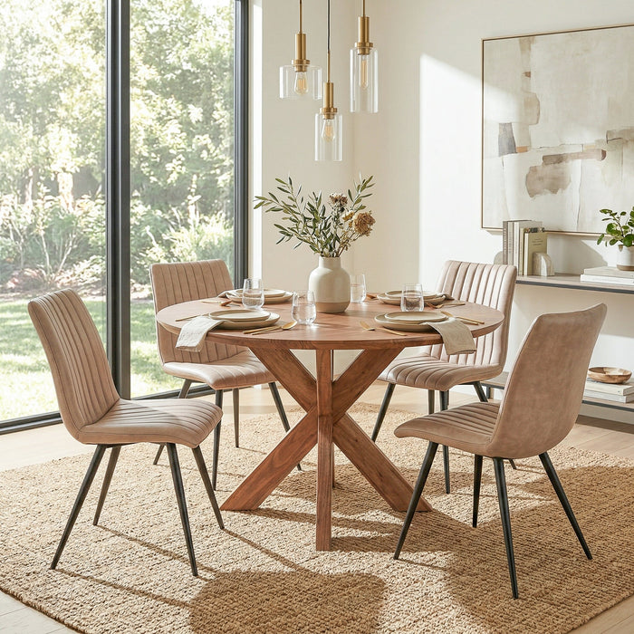Stockholm 54" Weathered Acacia Wood Round Dining Table - World Interiors