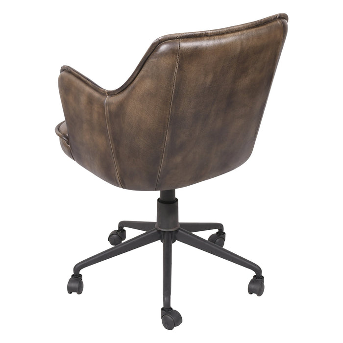 Thorpe Leather Swivel Desk Chair - World Interiors