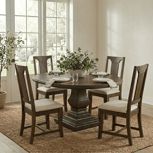Toulon 48" Weathered Mango Round Dining Table - World Interiors