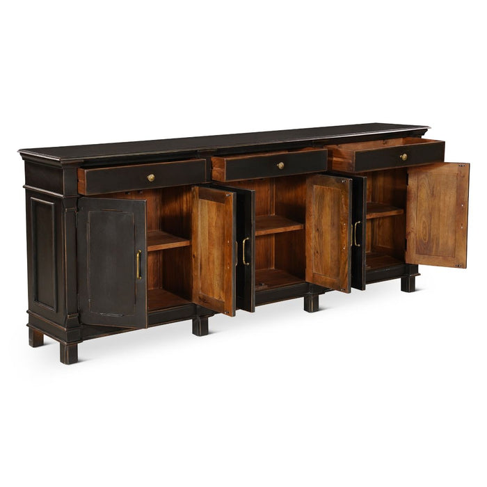 Trento 100" Sideboard in Distressed Black - World Interiors