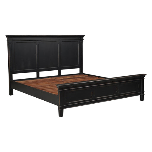 Trento Traditional Bed in Distressed Black - World Interiors