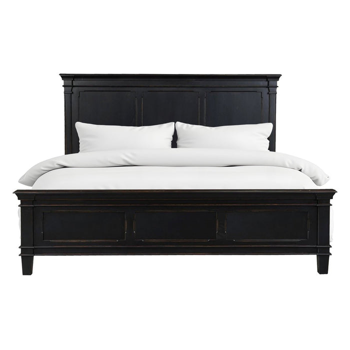 Trento Traditional Bed in Distressed Black - World Interiors