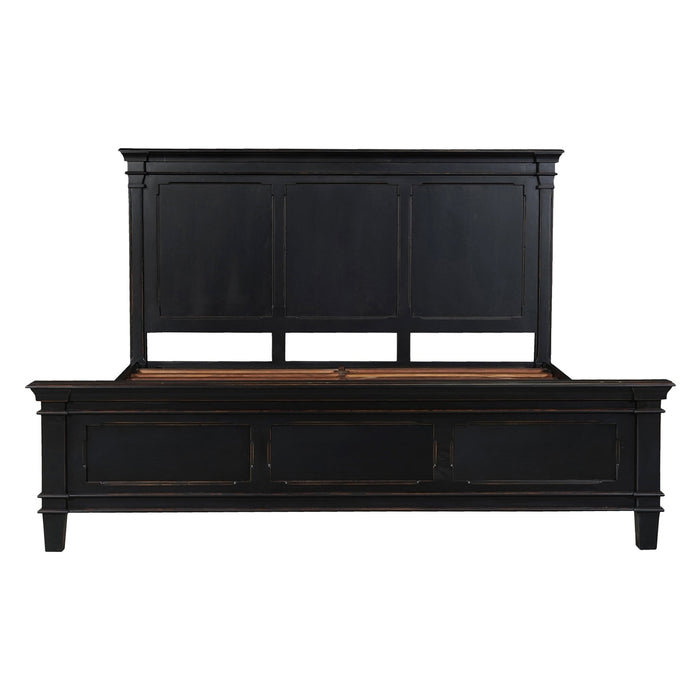 Trento Traditional Bed in Distressed Black - World Interiors