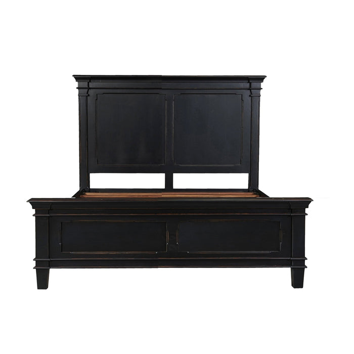 Trento Traditional Bed in Distressed Black - World Interiors