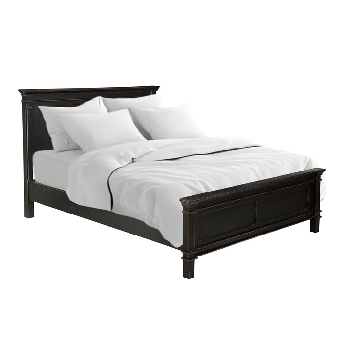 Trento Traditional Bed in Distressed Black - World Interiors