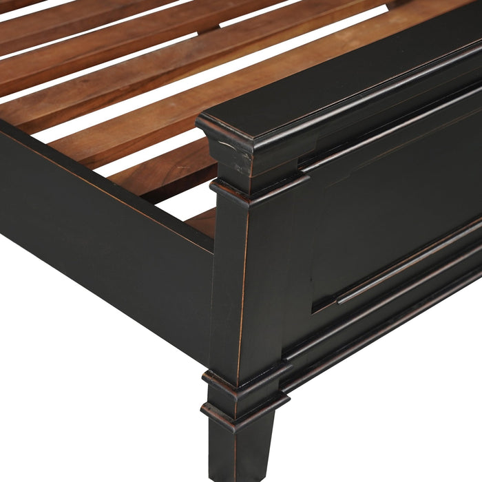 Trento Traditional Bed in Distressed Black - World Interiors