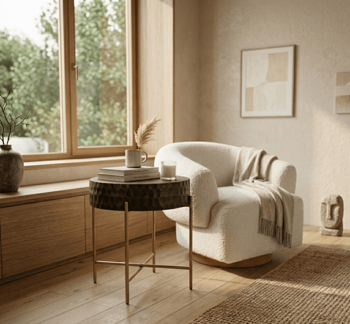 Vallarta Two Tone Mango Wood Round Side Table - World Interiors