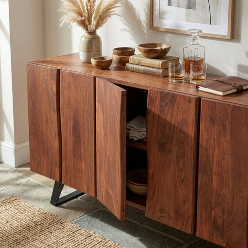 Yarrow 68" Acacia Wood Sideboard in Light Sequoia - World Interiors