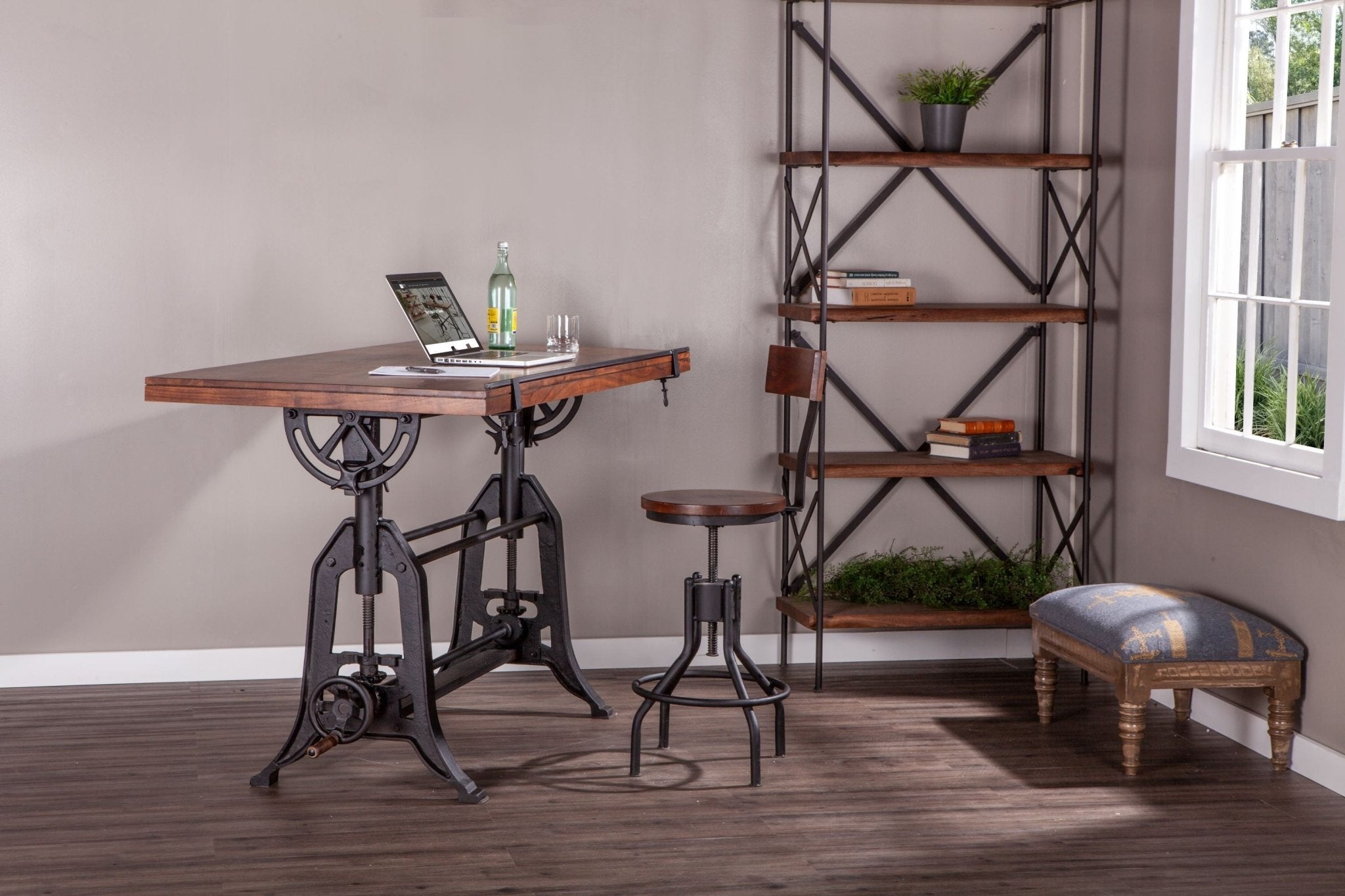 Amici Acacia Wood Adjustable Height Barstool - World Interiors