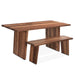 Madrid Modern Natural Teak Wood Dining Table and Bench - World Interiors