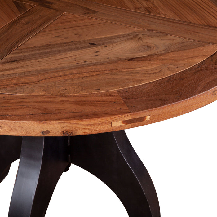 Sterling Round Adjustable Height Teak Wood Dining Table - World Interiors