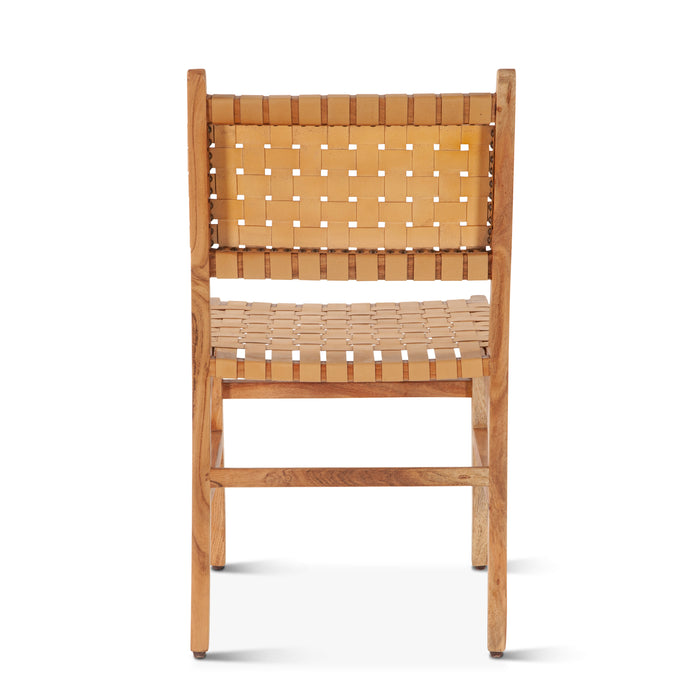 Catalina Modern Woven Leather Dining Chair — World Interiors