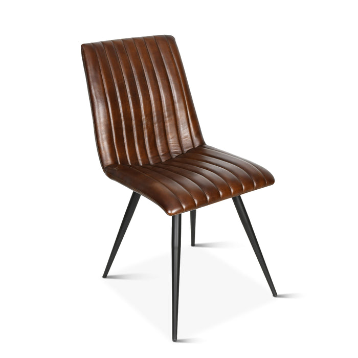 Brisben Vintage Modern Hand Washed Leather Dining Chair - World Interiors