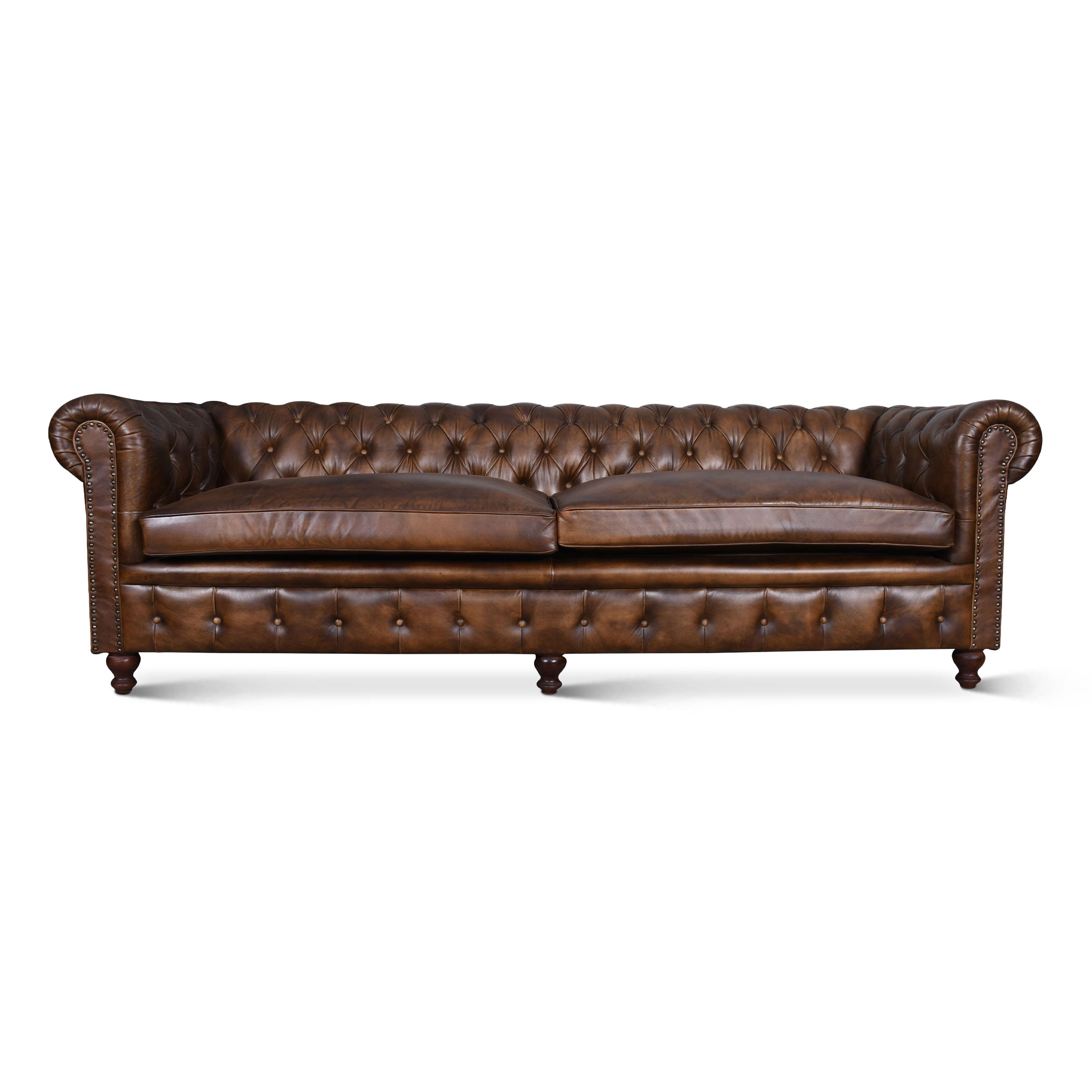 Brisben Chesterfield Sofa in Antique Whiskey Leather — World Interiors