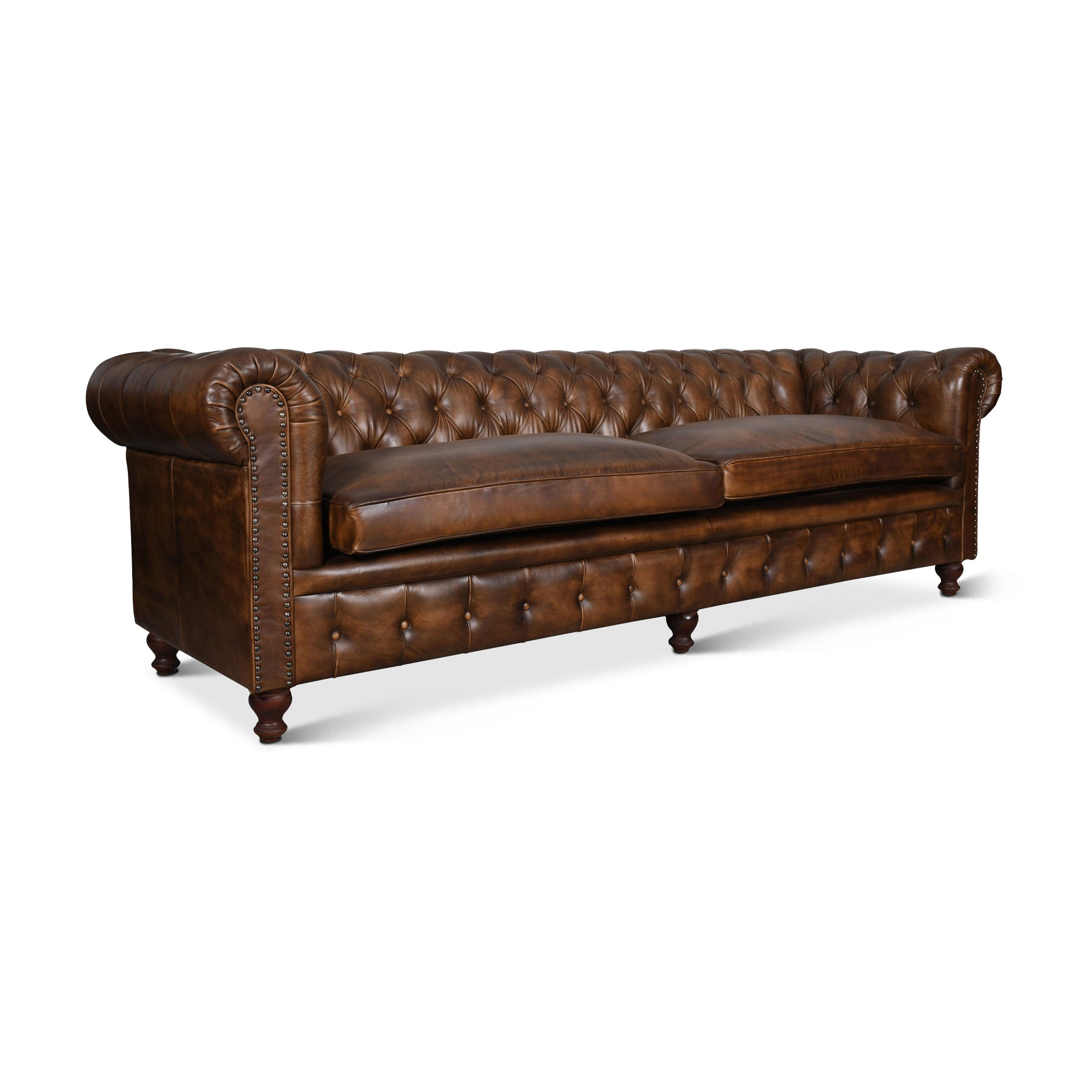 Brisben Chesterfield Sofa in Antique Whiskey Leather — World Interiors