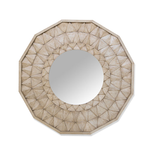 Palm Desert Vintage White Geometric Carved Mirror - World Interiors