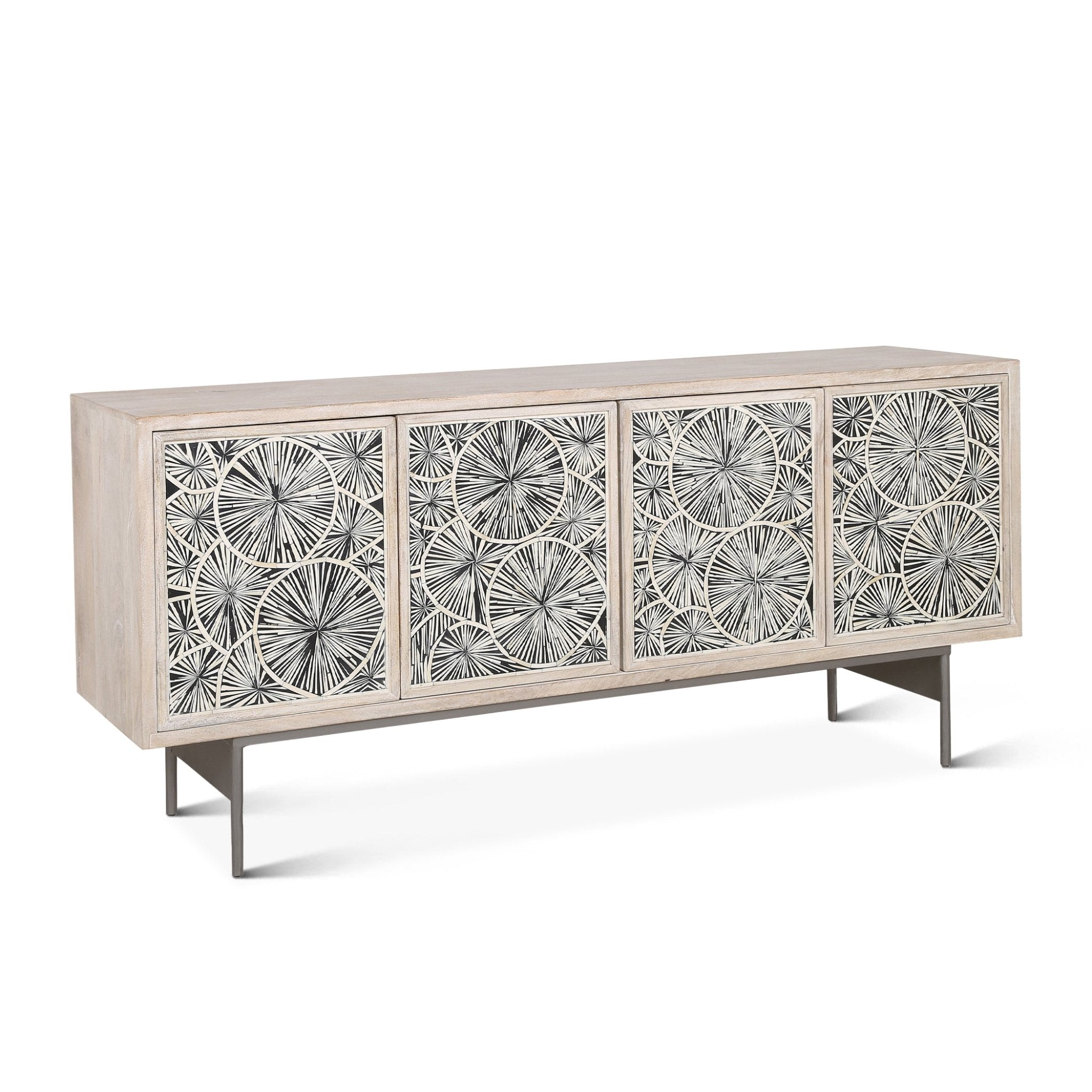 Palm Desert Modern Vintage White Sideboard with Bone Inlay — World