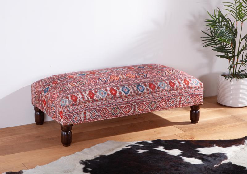 Algiers 48-Inch Mixed Red Pattern Ottoman