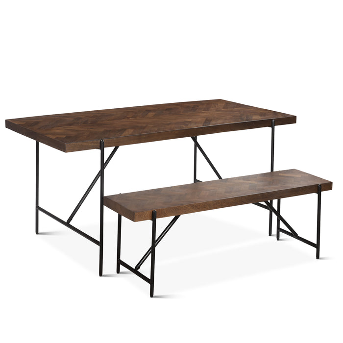 Allegro 84" Dining Table & Bench in Dark Brown - World Interiors