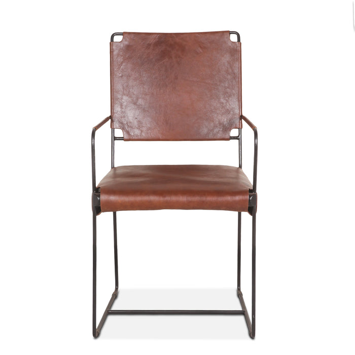 Melbourne Industrial Modern Leather Armchair - World Interiors