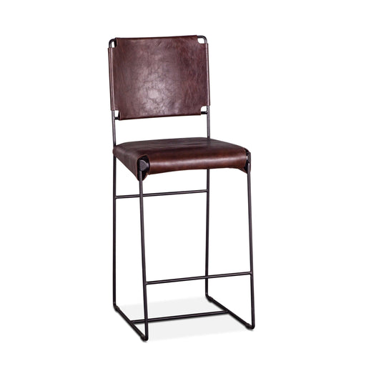 Melbourne Industrial Modern Chocolate Leather Stool - World Interiors