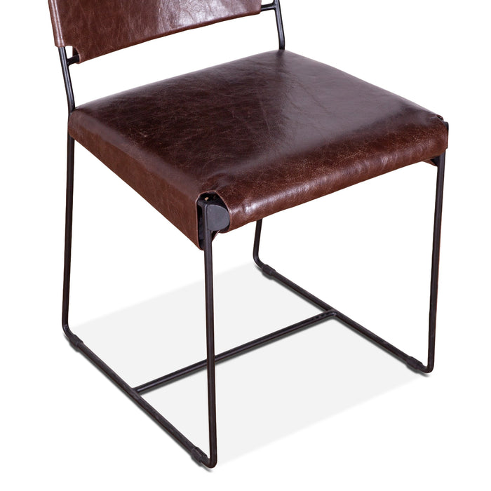 Melbourne Industrial Modern Leather Dining Chair - World Interiors