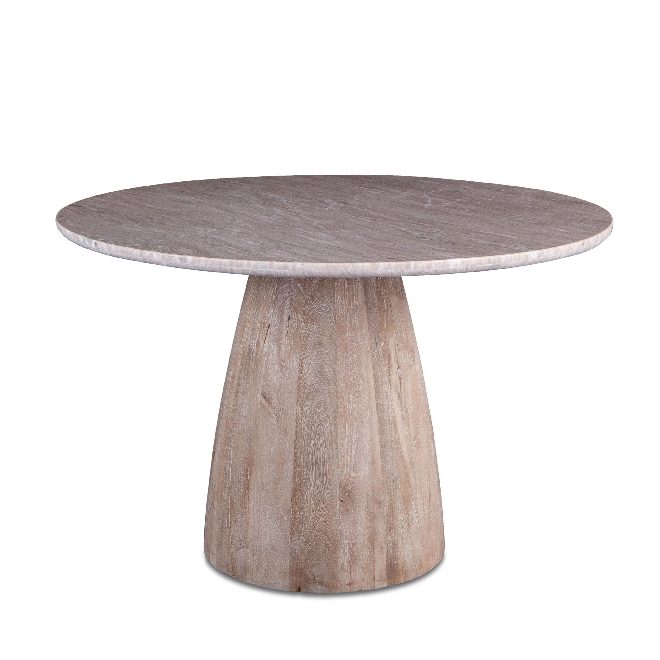 Palm Desert Natural Dining Marble Table with Washed Wood Base — World ...
