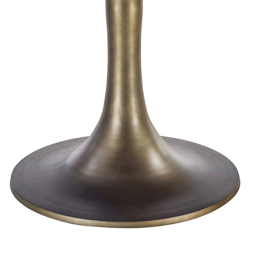 Palm Desert Natural Marble Dining Table with Bronze Tulip Base - World Interiors